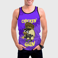 Майка-безрукавка мужская Чикен Ган - цыпленок, цвет: 3D-черный — фото 2