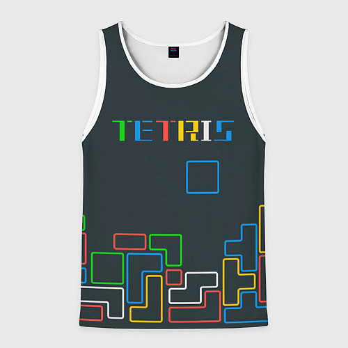 Мужская майка без рукавов Tetris neon / 3D-Белый – фото 1