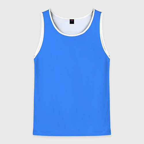 Мужская майка без рукавов Однотонный неоновый синий цвет / 3D-Белый – фото 1