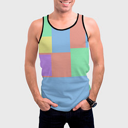 Майка-безрукавка мужская Разноцветные квадраты и прямоугольники, цвет: 3D-черный — фото 2
