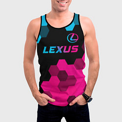 Майка-безрукавка мужская Lexus - neon gradient: символ сверху, цвет: 3D-черный — фото 2