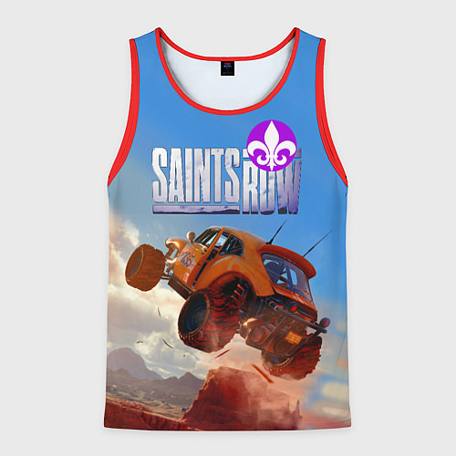 Мужская майка без рукавов Saints Row - extreme driving - shooter / 3D-Красный – фото 1