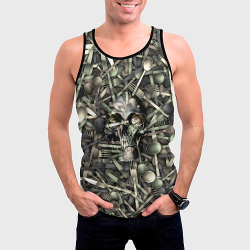 Мужская майка без рукавов Голодный камуфляж / 3D-Черный – фото 3