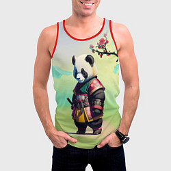 Майка-безрукавка мужская Панда-самурай - цветущая сакура, цвет: 3D-красный — фото 2