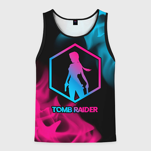 Мужская майка без рукавов Tomb Raider - neon gradient / 3D-Черный – фото 1