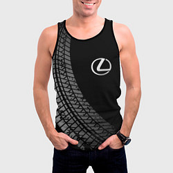 Майка-безрукавка мужская Lexus tire tracks, цвет: 3D-черный — фото 2