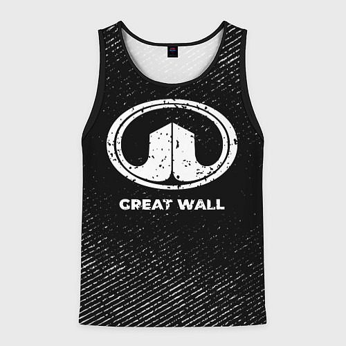 Мужская майка без рукавов Great Wall с потертостями на темном фоне / 3D-Черный – фото 1