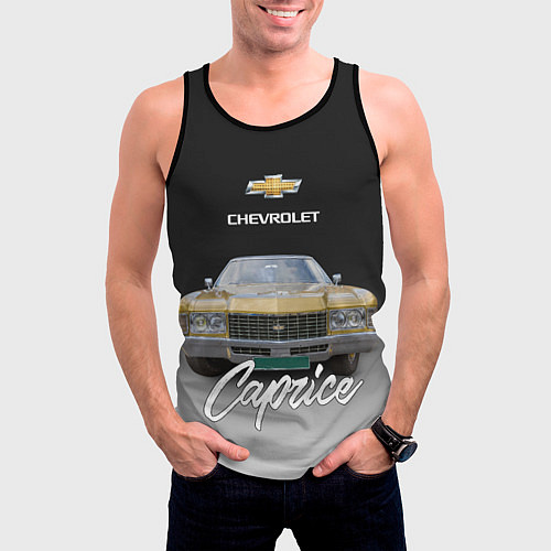 Мужская майка без рукавов Американская машина Chevrolet Caprice 70-х годов / 3D-Черный – фото 3