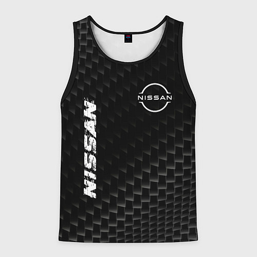 Мужская майка без рукавов Nissan карбоновый фон / 3D-Черный – фото 1
