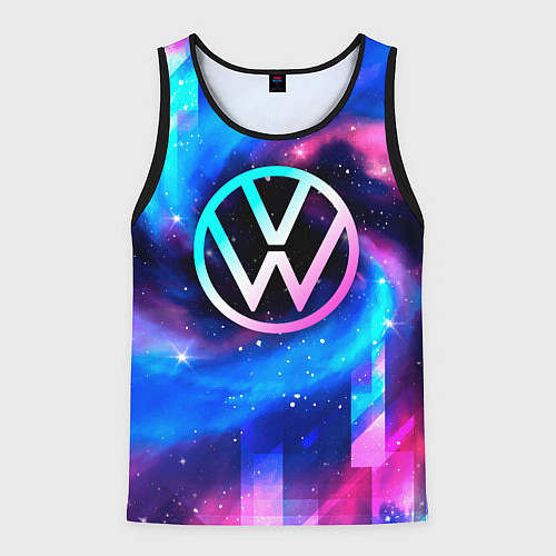 Мужская майка без рукавов Volkswagen неоновый космос / 3D-Черный – фото 1