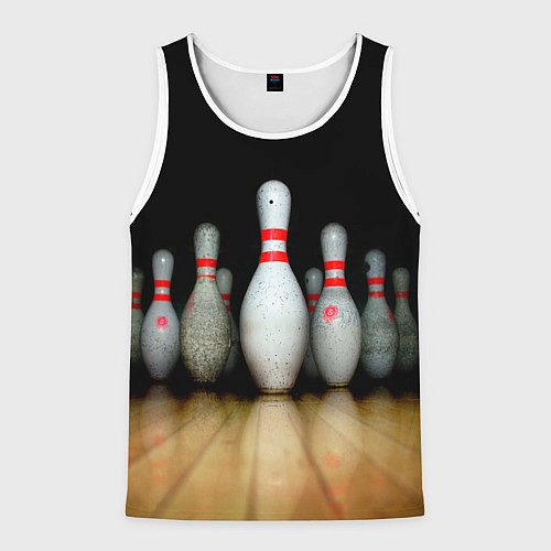 Мужская майка без рукавов Боулинг - кегли на дорожке / 3D-Белый – фото 1