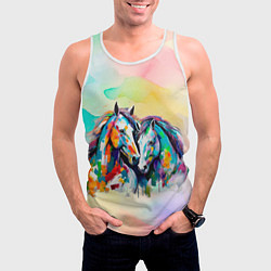Майка-безрукавка мужская Две разноцветные лошади, цвет: 3D-белый — фото 2