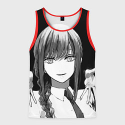 Майка-безрукавка мужская Макима тянет ручки - Человек - бензопила, цвет: 3D-красный