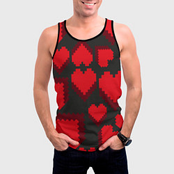 Майка-безрукавка мужская Pixel hearts, цвет: 3D-черный — фото 2