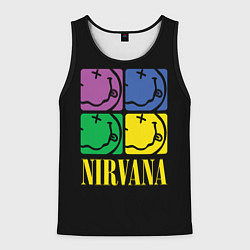 Майка-безрукавка мужская NIRVANA - смайлы, цвет: 3D-черный