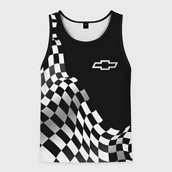 Майка-безрукавка мужская Chevrolet racing flag, цвет: 3D-черный