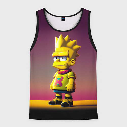 Мужская майка без рукавов Барт Симпсон - нейросеть / 3D-Черный – фото 1