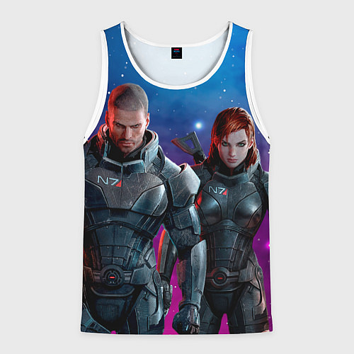 Мужская майка без рукавов Mass Effect N7 space / 3D-Белый – фото 1