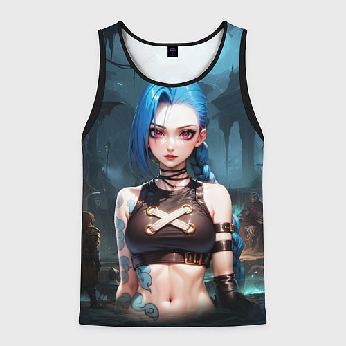 Мужская майка без рукавов Arcane League of Legends Jinx / 3D-Черный – фото 1