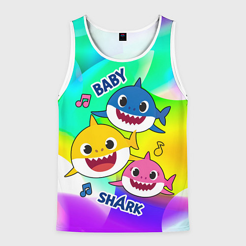 Мужская майка без рукавов Baby Shark Brooklyn and friends / 3D-Белый – фото 1