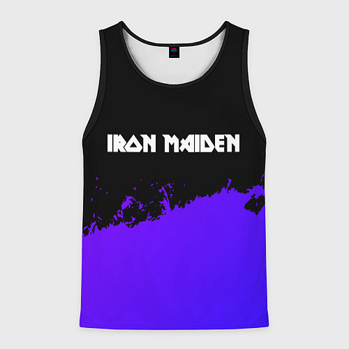 Мужская майка без рукавов Iron Maiden purple grunge / 3D-Черный – фото 1