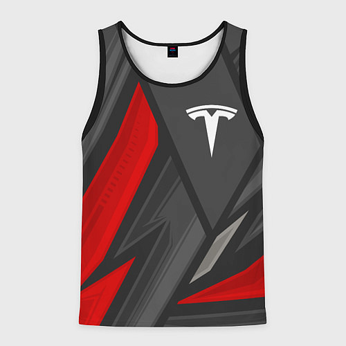 Мужская майка без рукавов Tesla sports racing / 3D-Черный – фото 1