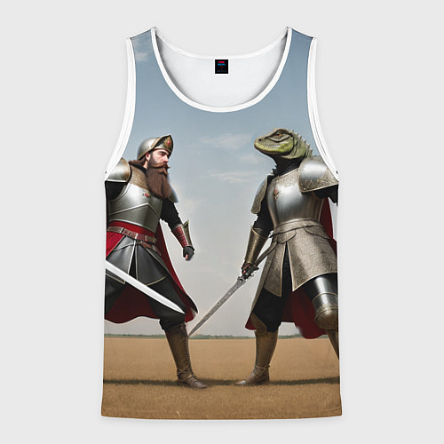 Мужская майка без рукавов Древний Рус против Ящера / 3D-Белый – фото 1