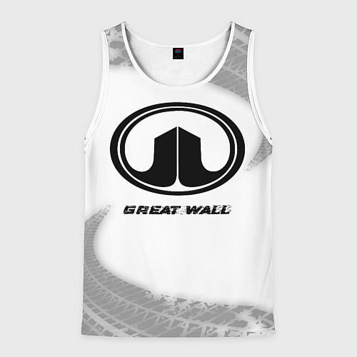 Мужская майка без рукавов Great Wall speed на светлом фоне со следами шин / 3D-Белый – фото 1
