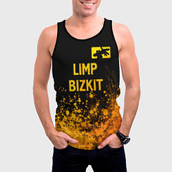 Майка-безрукавка мужская Limp Bizkit - gold gradient: символ сверху, цвет: 3D-черный — фото 2