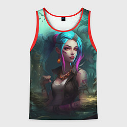 Майка-безрукавка мужская Jinx fantasy art Arcane League of Legends, цвет: 3D-красный