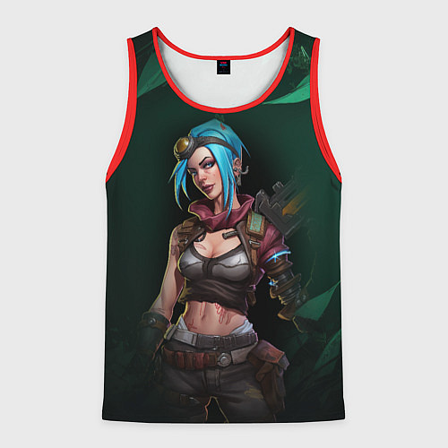 Мужская майка без рукавов Jinx art green Arcane League of Legends / 3D-Красный – фото 1