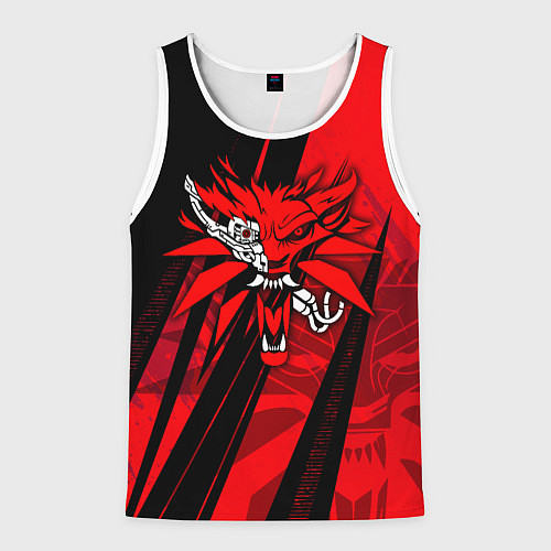 Мужская майка без рукавов Кибер - ведьмак / 3D-Белый – фото 1