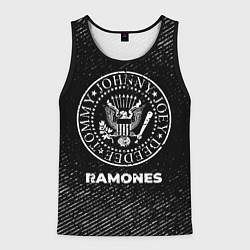 Майка-безрукавка мужская Ramones с потертостями на темном фоне, цвет: 3D-черный