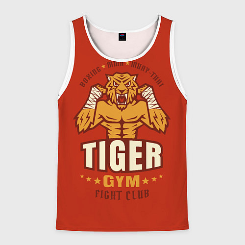 Мужская майка без рукавов Tiger - боец / 3D-Белый – фото 1