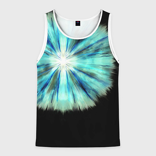 Мужская майка без рукавов Тай-дай бирюзовый круг / 3D-Белый – фото 1