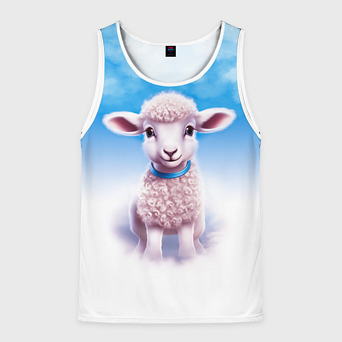 Мужская майка без рукавов Ягнёнок / 3D-Белый – фото 1