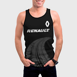 Майка-безрукавка мужская Renault speed на темном фоне со следами шин: симво, цвет: 3D-черный — фото 2