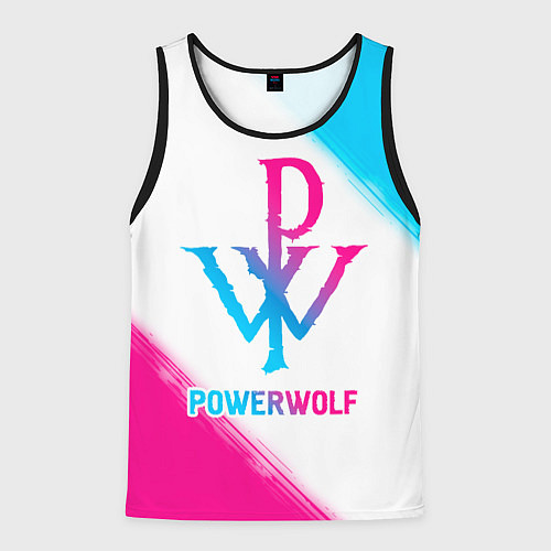 Мужская майка без рукавов Powerwolf neon gradient style / 3D-Черный – фото 1