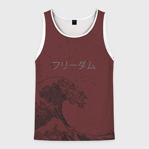 Мужская майка без рукавов Большая волна в Канагава / 3D-Белый – фото 1