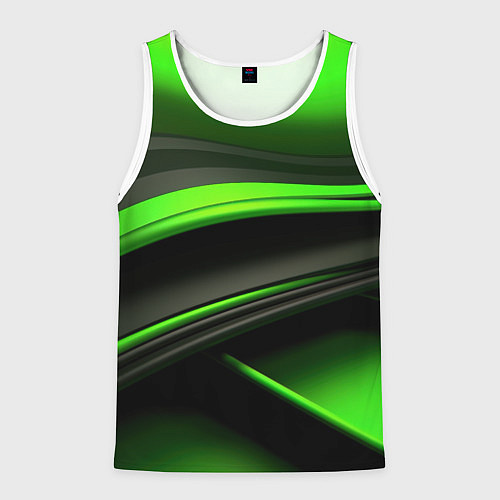 Мужская майка без рукавов Black green textureпоп / 3D-Белый – фото 1