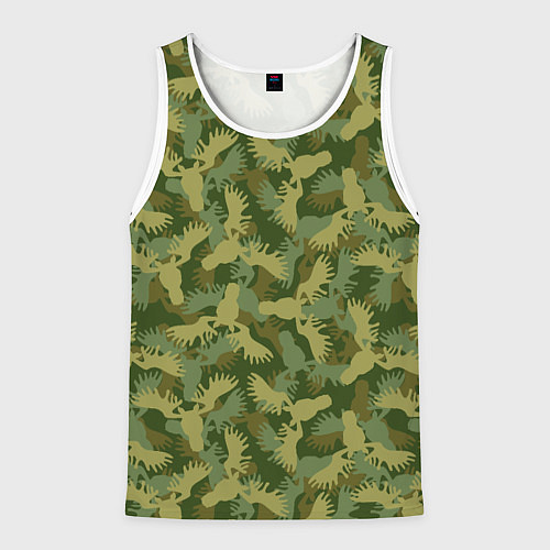 Мужская майка без рукавов Лоси - камуфляж / 3D-Белый – фото 1