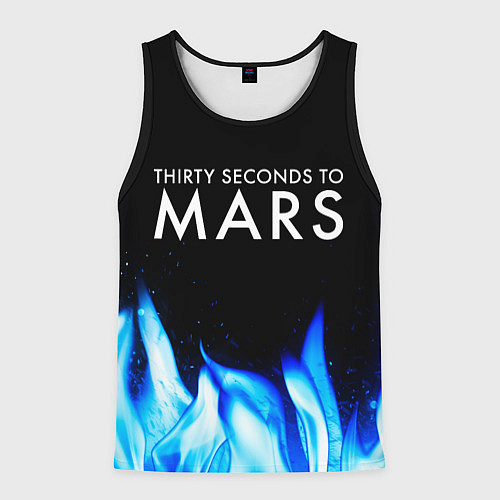 Мужская майка без рукавов Thirty Seconds to Mars blue fire / 3D-Черный – фото 1