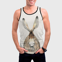 Майка-безрукавка мужская Ушастый ослик, цвет: 3D-черный — фото 2