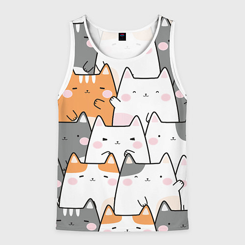 Мужская майка без рукавов Семья котиков / 3D-Белый – фото 1
