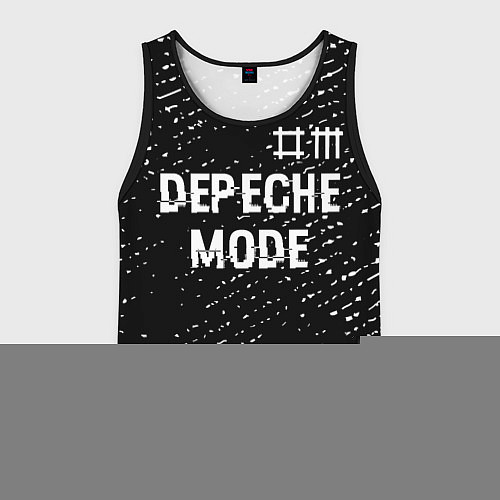 Мужская майка без рукавов Depeche Mode glitch на темном фоне: символ сверху / 3D-Черный – фото 1