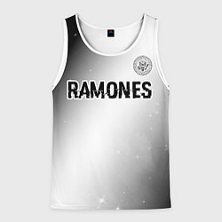 Майка-безрукавка мужская Ramones glitch на светлом фоне: символ сверху, цвет: 3D-белый