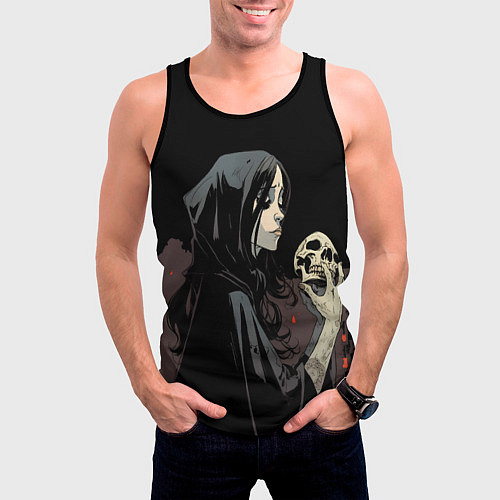 Мужская майка без рукавов Кукла Колдуна с черепoм / 3D-Черный – фото 3
