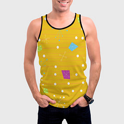 Майка-безрукавка мужская Yellow abstraction, цвет: 3D-черный — фото 2