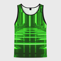 Майка-безрукавка мужская Зеленые световые объекты, цвет: 3D-черный