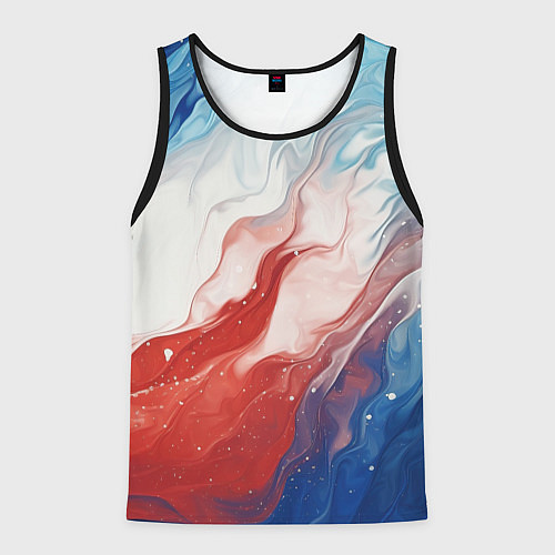 Мужская майка без рукавов Белый синий красный / 3D-Черный – фото 1